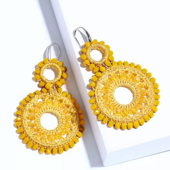 ☀️Macrame and Beaded Radiance Earrings☀️ - Picture 3 of 5